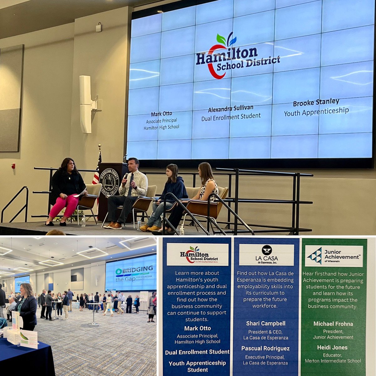 Proud to have <a href="/HamiltonCharger/">HamiltonChargers</a> youth apprenticeship and duel enrollment programs featured during today’s Waukesha County Business Alliance ‘Bridging the Gap’ event at <a href="/WCTC/">WCTC</a>