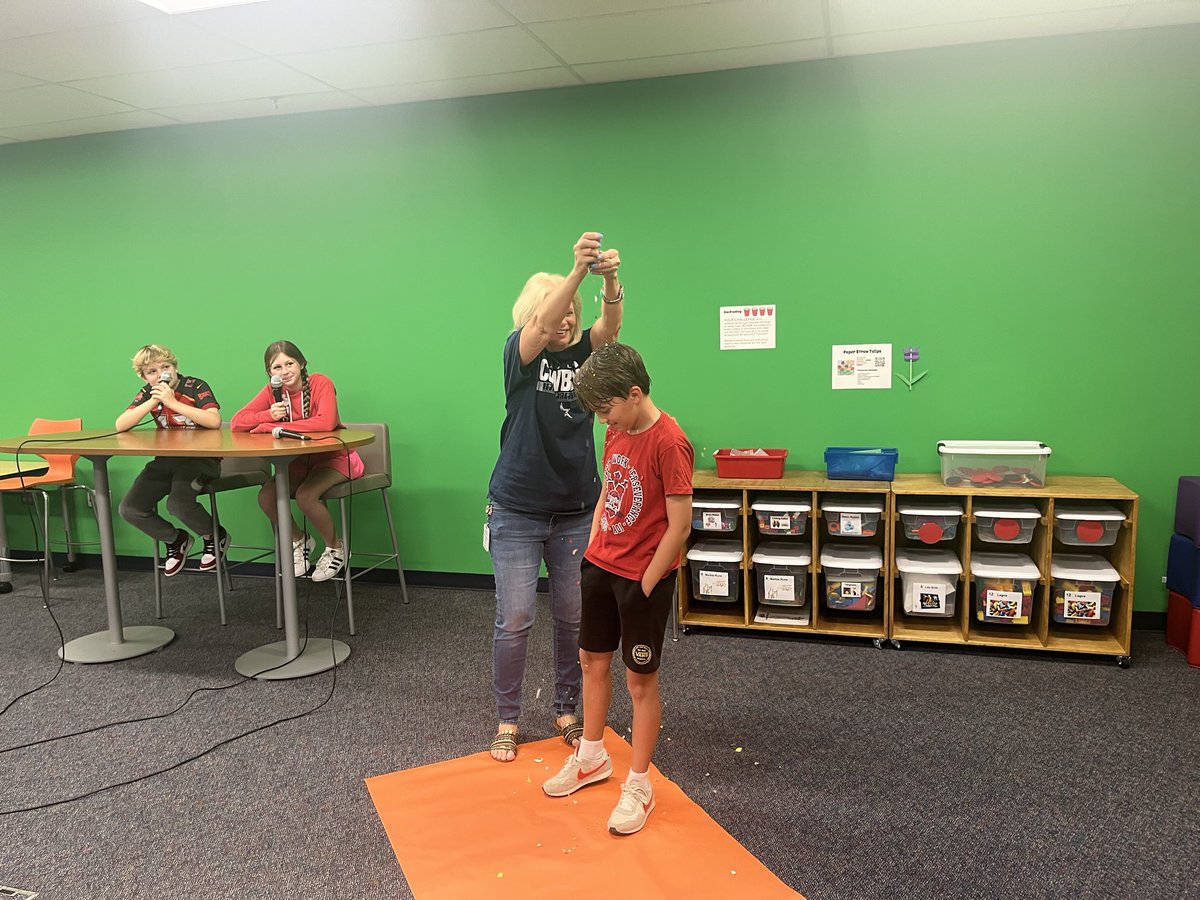 This amazing student read 5 BEE Amazing books AND did  a Flip video on each giving great details! So he was our first student to get a confetti shower on announcements!! Congrats and keep reading!! ❤️🎉 #wolwol ⁦<a href="/wolfordcampus/">Wolford Elementary</a>⁩ #mymisdreads