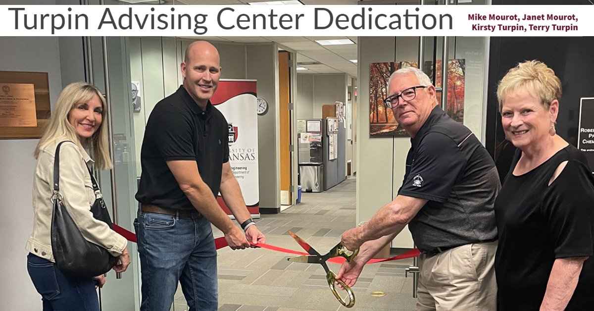 Thank you to everyone who joined us for the dedication of the Dr. Jim L. Turpin Student Advising Center this month. Seeing so many alums join the Mourot and Turpin families for the ribbon cutting was wonderful!
#cheguark #ArkansasEngineering