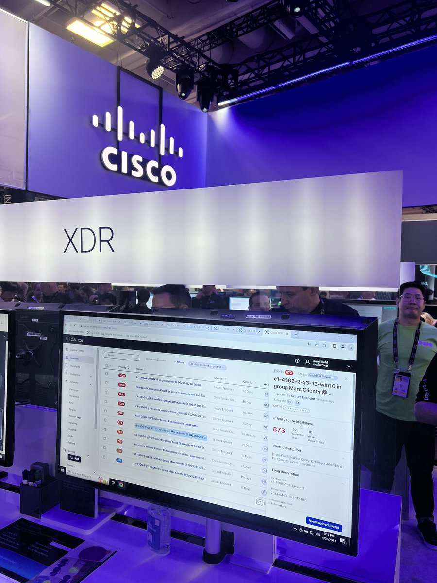 Our new #XDR <a href="/Cisco/">Cisco</a> is different from the rest. The incident scores you see here are based on the same data insurers use to estimate loss. If it’s critical here, it’s because a Bayesian algorithm decided the probability of loss is high and it’s across important assets.
