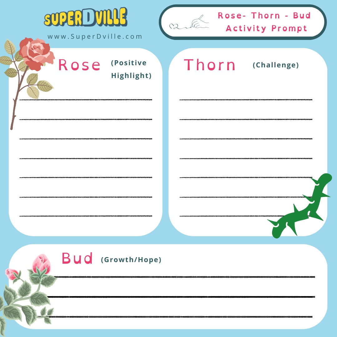 SuperDville's tweet photo. Think about how #learningdifferences positively shape us as #neurodivergents. They challenge us &amp; offer a unique view on life. Use this #SELactivity to help kids identify their strengths, challenges, &amp; #communicationskills! 🌹#socialemotionallearning #stressmanagementmonth #SEL https://t.co/vY62bqIJ1c
