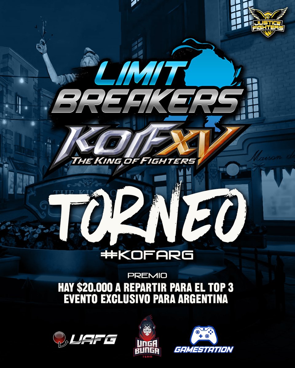¡LIMIT BREAKERS! #KOFXV 

ÚLTIMOS CUPOS! (solo Arg.)
🎮 THE KING of FIGHTERS XV (crossplay)
📅 29 de ABRIL
⏰ 21:00🇦🇷 INICIO POOLS
📝 start.gg/tournament/lim…
🗨️ discord.com/invite/sNcYcn7…
💰 $20.000🇦🇷

SOLO STREAM del TOP 8!
📺 twitch.tv/napoleonfgc
⏰ 23:00🇦🇷🇧🇷 22:00🇨🇱 21:00🇵🇪🇲🇽