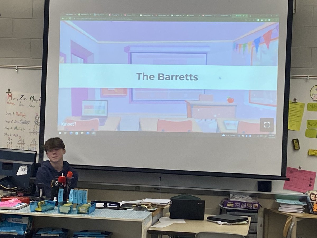 Esbarrett2000's tweet photo. Had a fantastic day at Bring your Child to Work Day today! Michael played math games and showed our 5th grade math students what is ahead for them in Algebra. Thanks @AmerigoSchool for the special treat too! #TogetherWeCan https://t.co/cEqxMfn0cR