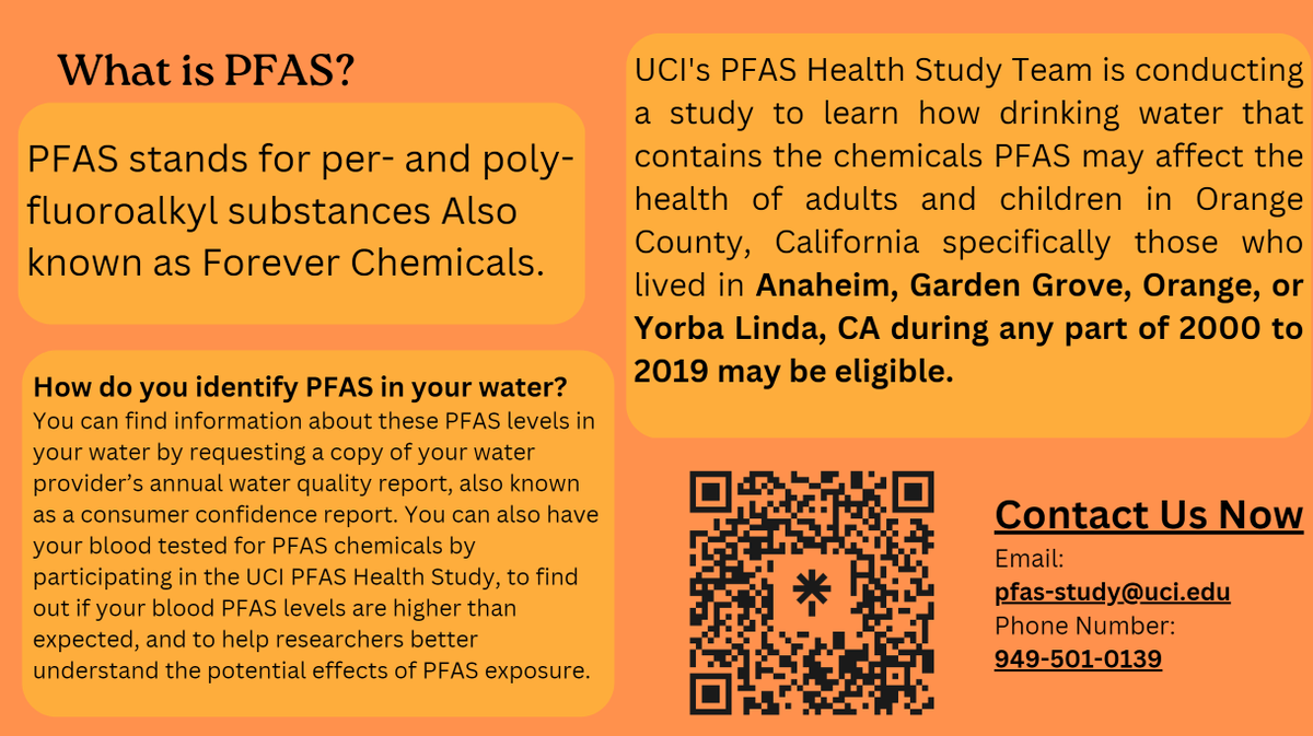 PFAS_Study's tweet image. See more information at: sites.uci.edu/pfas/
#yorbalinda #orange #anaheim #gardengrove #orangecounty #pfas #pfasstudy