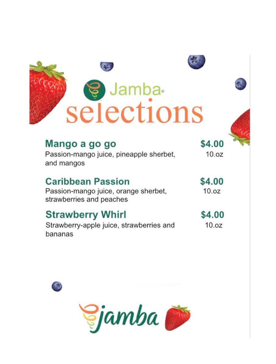 Jamba Juice will be selling smoothies after school outside the front gate this Friday (4/28)! Get a delicious smoothie for $4. 🍓🍌🍍