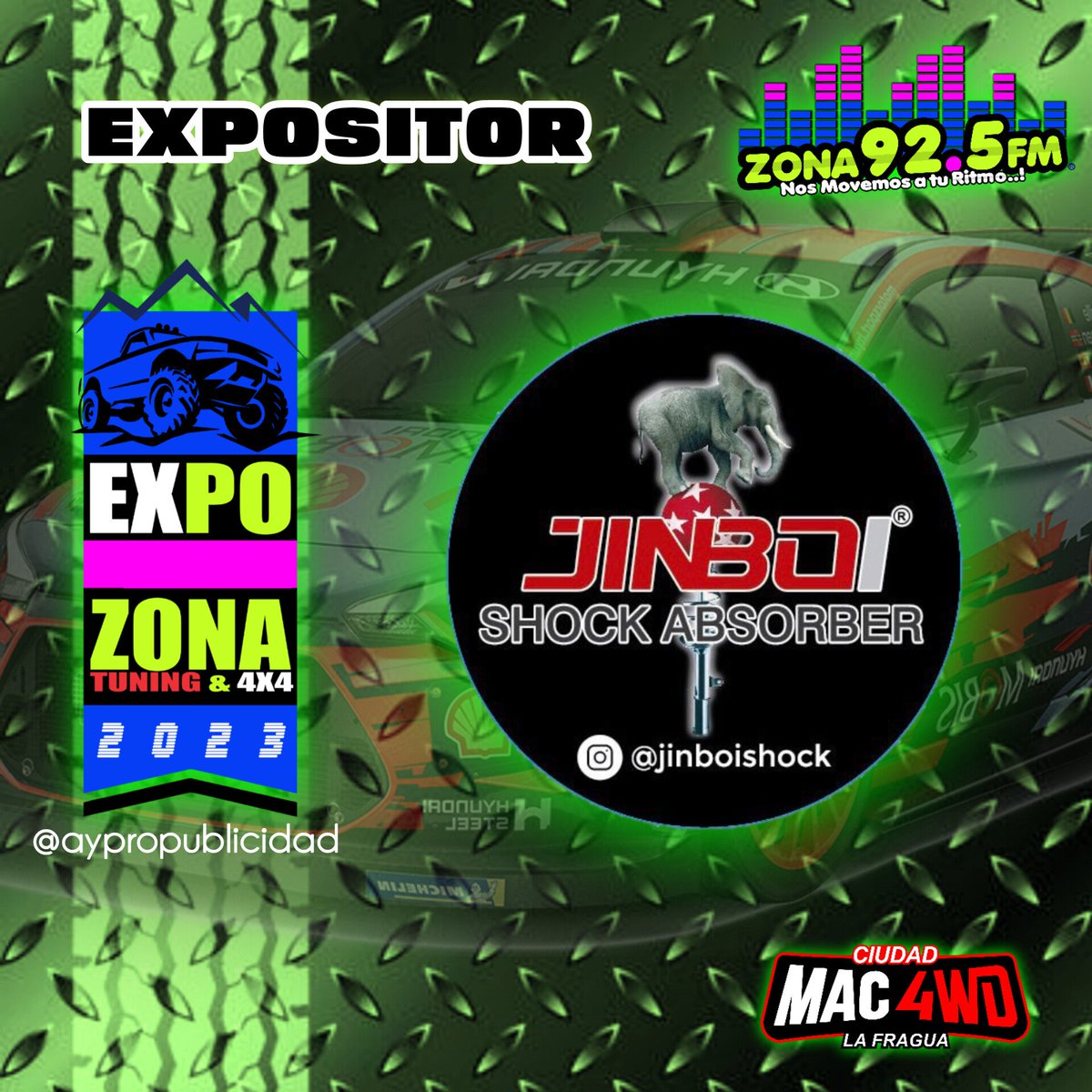 🔴AMORTIGUADORES JINBO🔴

• @jinboishock • será uno de nuestros EXPOSITORES del sector #automotriz ⚠️ con presentación de todo tipo de #amortiguadores 
Nos vemos el 15y16 de JULIO 
En el Fangodromo de #saa @mac4wd1 
🔴Reserva tu stand al
0414 23 54 925 o a nuestro DM
@zona925fm