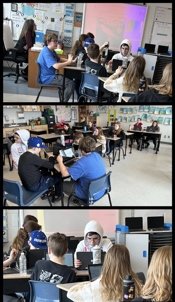 Strick65's tweet photo. When Ms Hamilton pops by to teach you all about ‘Book Creator’ it’s very engaging!! Thank you! @AdmiralsAcad_NL https://t.co/My5yNzUcfb