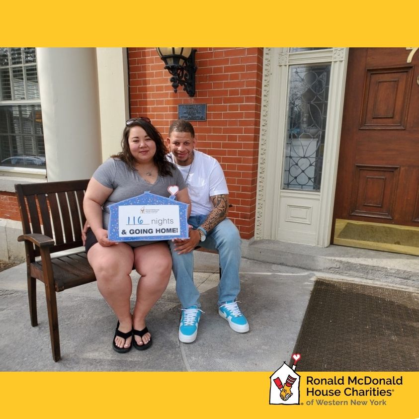Jen Phillips & Herbert Bynum, from Tennesee, are happy to be heading home after 116 nights with us. Their baby, Gabriel, was born prematurely at 22 wks on Dec. 13 at Sisters of Charity Hospital.  We wish them well! #RMHCWNY #KeepingFamiliesClose #ForRMHC #BuffaloNY