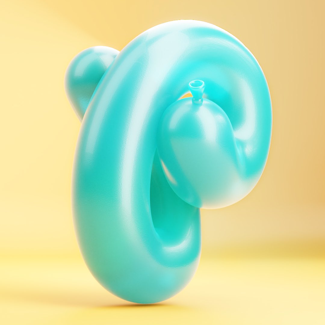 peterlundblad's tweet photo. a goofy cursively P for #36DaysOfType #Blender3d https://t.co/hyC2U2mdSO