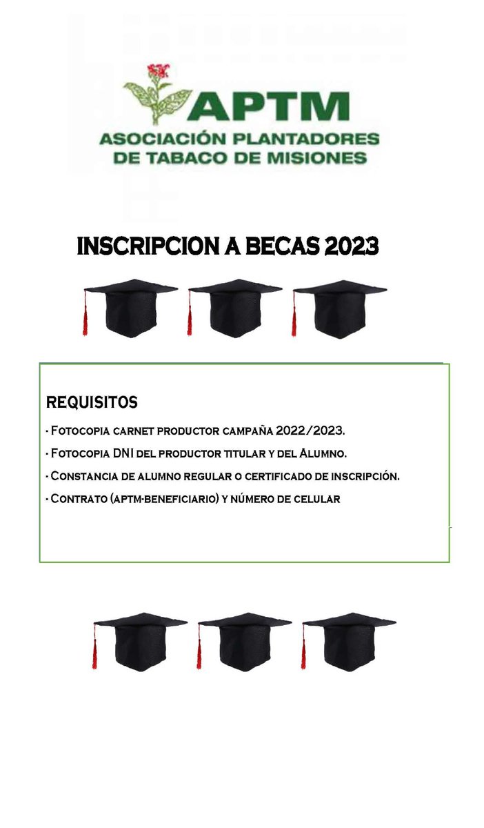 #LaChacra APTM lanzó una convocatoria a becas para que productores tabacaleros y sus hijos pueden acceder a estudios terciarios
economis.com.ar/aptm-lanzo-una…