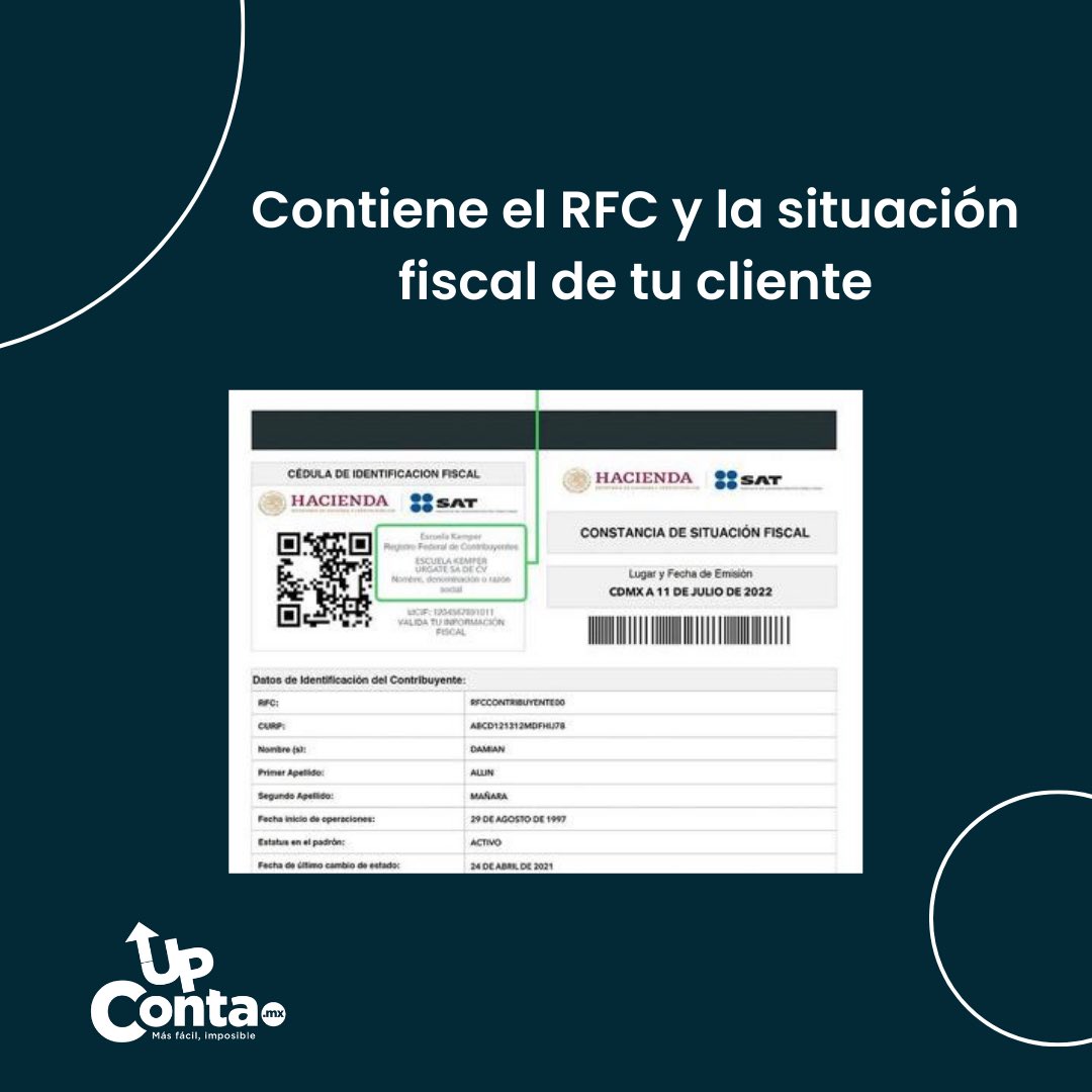 upcontamx's tweet photo. ¿Para qué sirve la Constancia de Situación Fiscal? Además de incluir el RFC de tu cliente, incluye datos como su dirección y código postal, los cuales debes incluir en el CFDI 4.0 

#upcontamx #constanciasituaciónfiscal #cfdi40 https://t.co/ePmYgErZZt