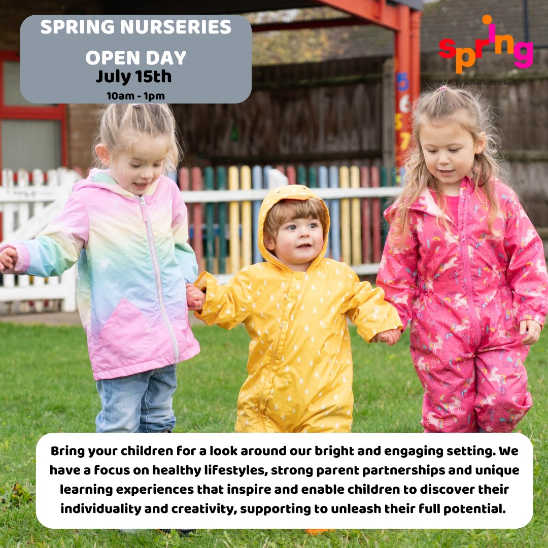 SpringChildcare's tweet photo. We are excited to share our next Spring Nursery Open Day.
If you would like to visit your local nursery please contact them through https://t.co/6bbmuD8Lxk
#Nurseryopenday #springnurseries https://t.co/1ElBmNM6Ay