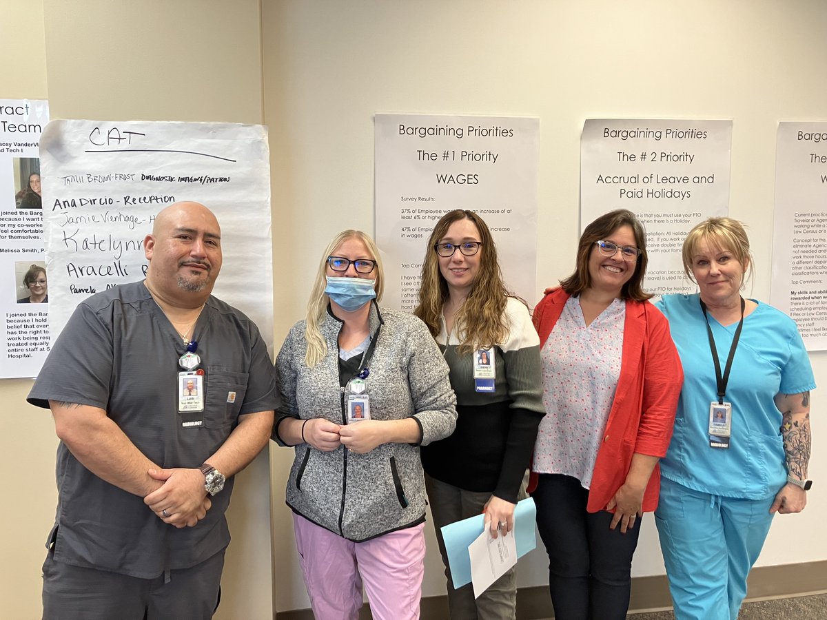 Local 8 members at Samaritan in Moses Lake have our Bargaining Team, our Contract Action Team and our priorities and are ready to win our next Union Contract! #UnionStrong