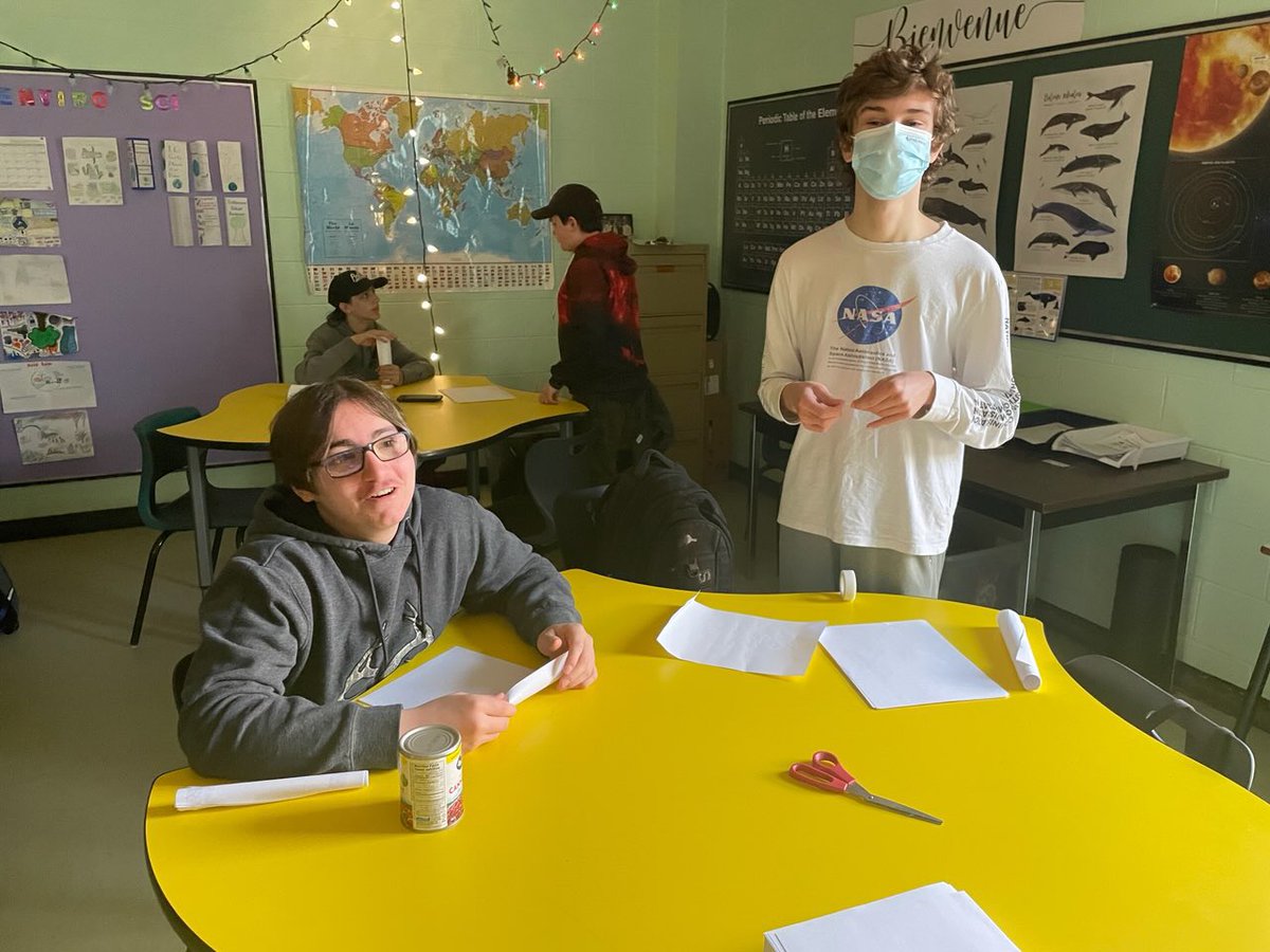 Simonds_HS's tweet photo. As part of NB Science Week 🧪 , our grade 10 students put their engineering skills to the test &amp; constructed bridges 🌉 strong enough to hold a can! They used only 30 pieces of paper 📄 to accomplish the challenge! #nbscienceweek #stem https://t.co/Vs3oqC9hWR