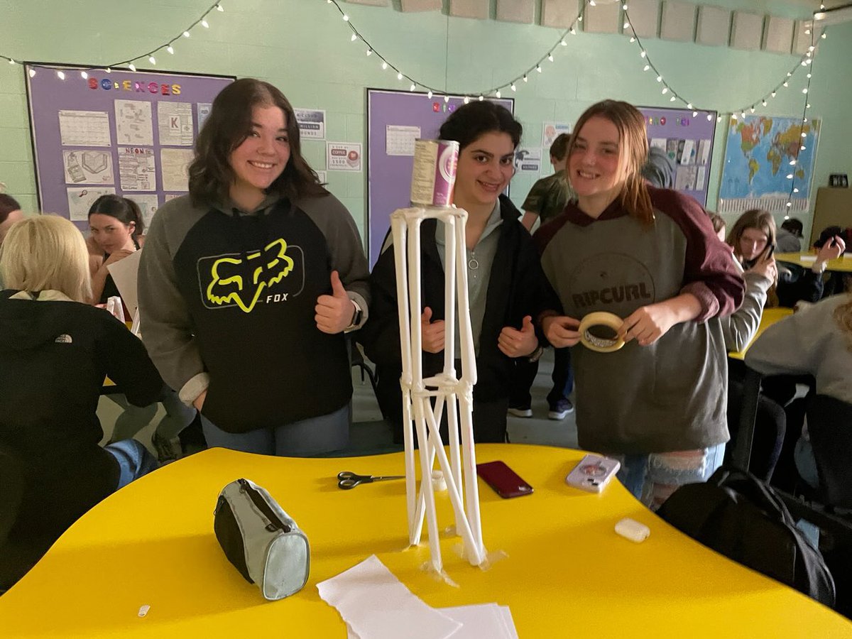 Simonds_HS's tweet photo. As part of NB Science Week 🧪 , our grade 10 students put their engineering skills to the test &amp; constructed bridges 🌉 strong enough to hold a can! They used only 30 pieces of paper 📄 to accomplish the challenge! #nbscienceweek #stem https://t.co/Vs3oqC9hWR