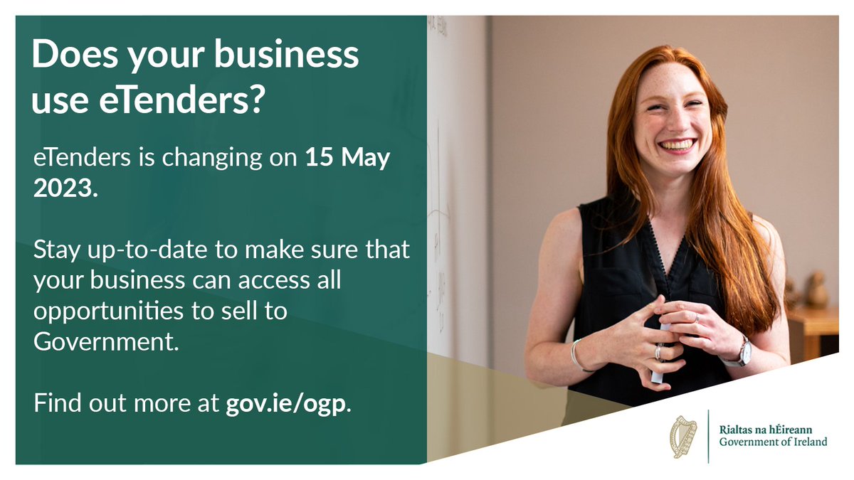 procurement_ie's tweet photo. eTenders is changing on 15 May 2023.
Supports, including training, are available to businesses throughout the transition. Make sure that you stay up-to-date to continue to access opportunities to sell to Government.
Find out more: https://t.co/io2kgUo0h0 https://t.co/s76KJljDOP