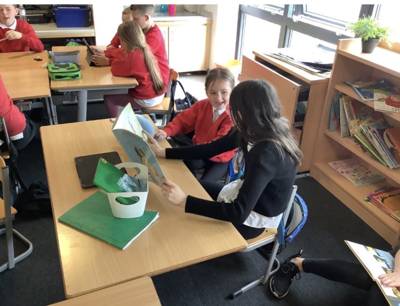 AntoninePrimary's tweet photo. Children in Primary 7/6 enjoyed a visit to Primary 2 to do some paired reading. Some of the children created their own story on Book Creator and shared their stories with the younger children. A lovely afternoon! #ReadingforEnjoyment #RobinRespect #CaptainKindness https://t.co/4ICbdRUFqS