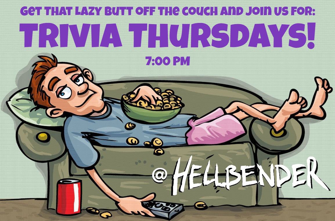 Trivia Tonight <a href="/HellbenderBeer/">Hellbender BrewingCo</a> !
Don't Miss the Fun and Beer!
