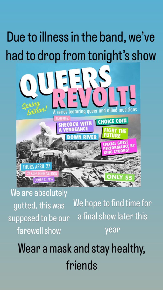 Dropping off the show tonight. Stay safe out there friends, we hope to find another time to play a proper send off show later this year