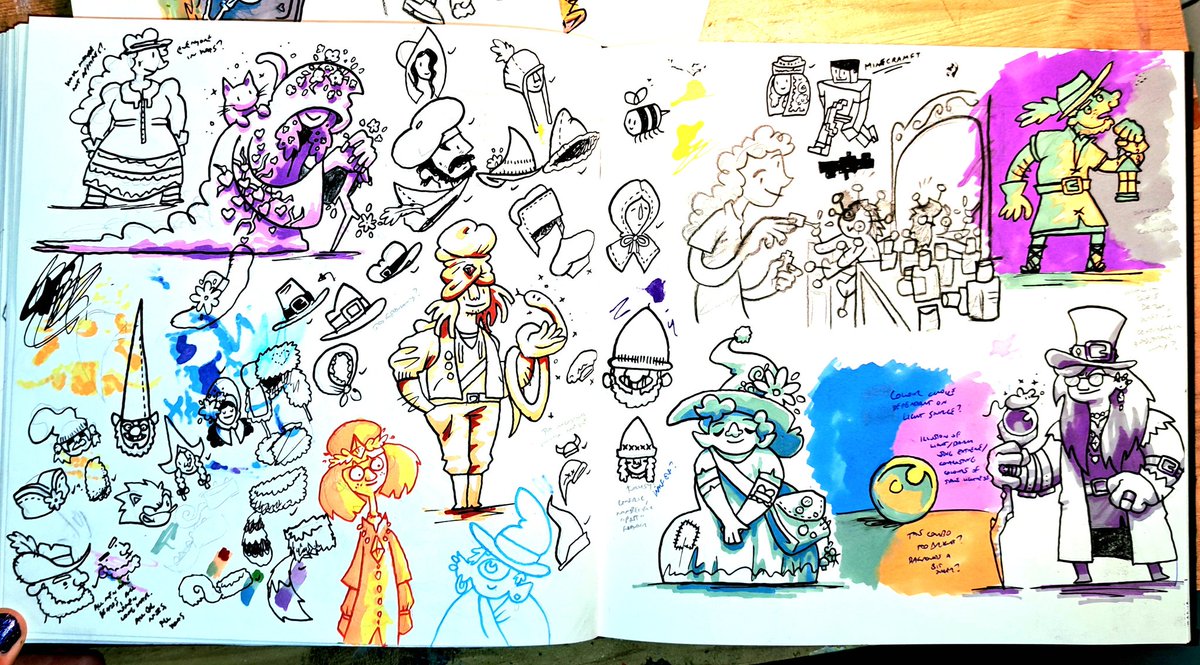 A recent sketchbook spread I'm quite fond of. A lot of fun ideas just hanging out together