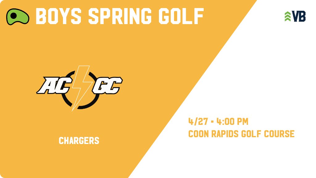 Boys Spring Golf (Varsity) Meet Day! - Check out the event preview for the ACGC Chargers. It starts at 4:00 PM and is at Coon Rapids Golf Course. gobound.com/ia/ihsaa/bgs/2…
