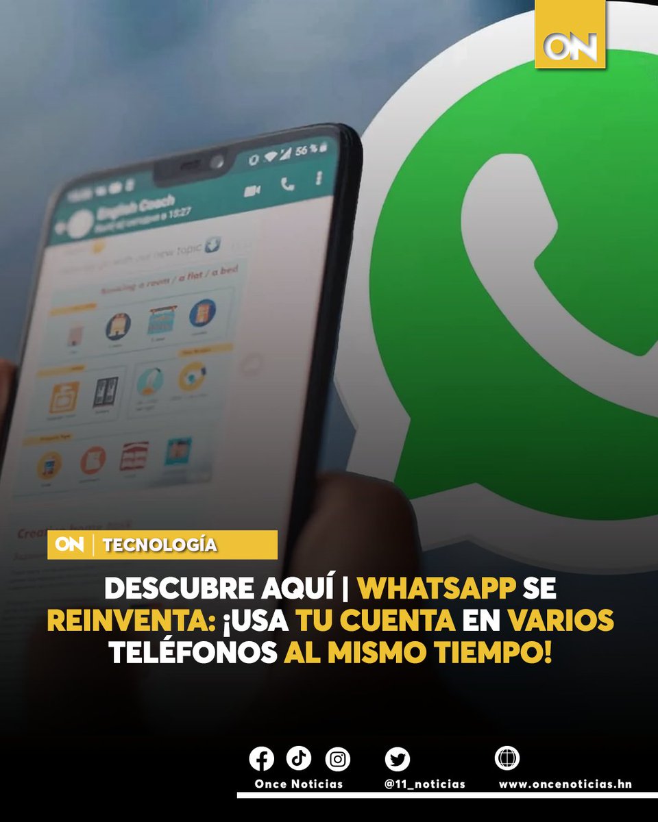 11_Noticias's tweet photo. #TECNOLOGÍA🟡| El popular mensajero instantáneo WhatsApp ha anunciado una nueva función multidispositivo que permitirá a los usuarios utilizar la misma cuenta en varios teléfonos.
Detalles aquí: https://t.co/zY9PhcRqdN
#WhatsApp #Multidispositivo https://t.co/Z1viFr2oGB