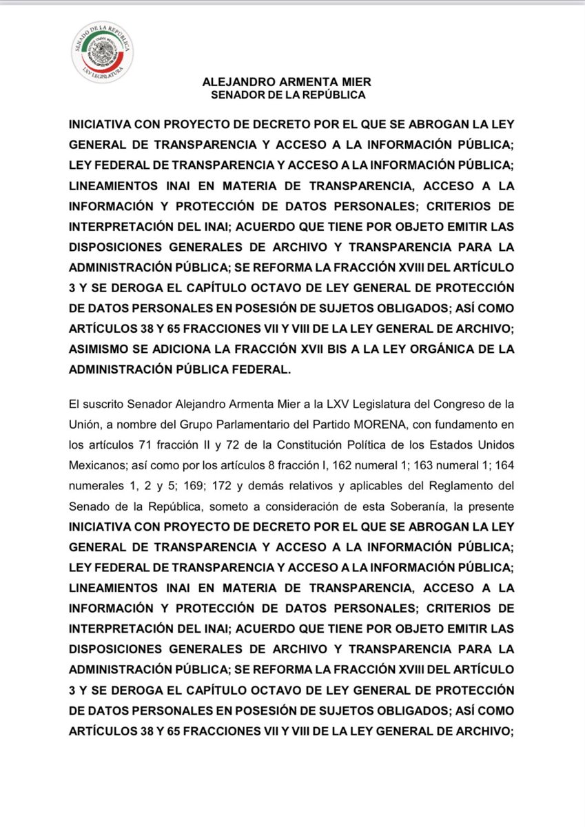 letroblesrosa's tweet photo. ‼️EXTRA EXTRA EXTRA‼️ El presidente del @senadomexicano propone DESAPARECER el @INAImexico y al Sistema Nacional Anticorrupción. https://t.co/3muICAkco2