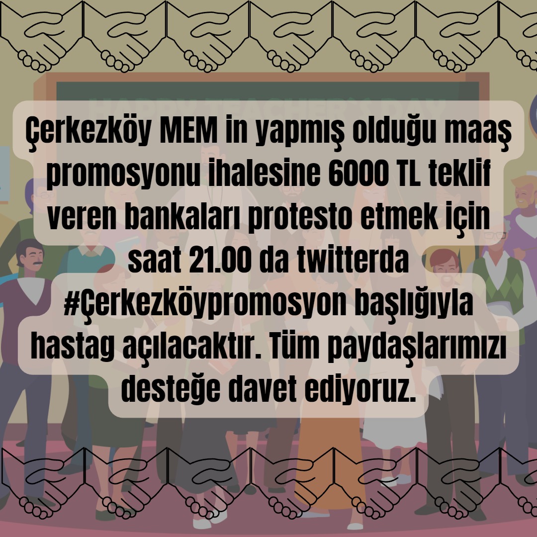 ulkerkrhn's tweet photo. Toplumun mimarı öğretmenlere layık gördüğünüz 6bin TL'lik promosyonu kabul etmiyoruz. Onur kırıcı tekliflere hayır
#Çerkezköypromosyon
@Akbank 
@isbankasi 
@ziraatbankasi 
@VakifBank 
@Halkbank 
@GarantiBBVA 
@DenizBank 
@YapiKredi 
@TEB 
@kuveytturk 
@qnbfinansbank
@ingturkiye https://t.co/O5DLzyMxpF