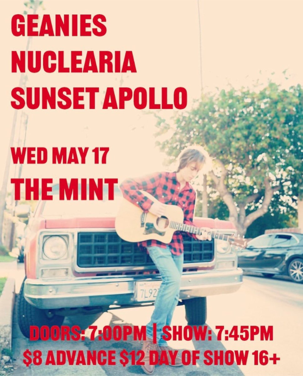 geaniesband's tweet photo. We are so excited for our debut gig at @TheMintLa ! We’ll be playing along side @nucleariamusic, and @sunsetapolloband. Ticket link in bio, see you there! @mulekickprod 
.
#geaniesband #themint #newalbum #rocknroll #livemusic #mulekickrecords https://t.co/ko11HeGFS8