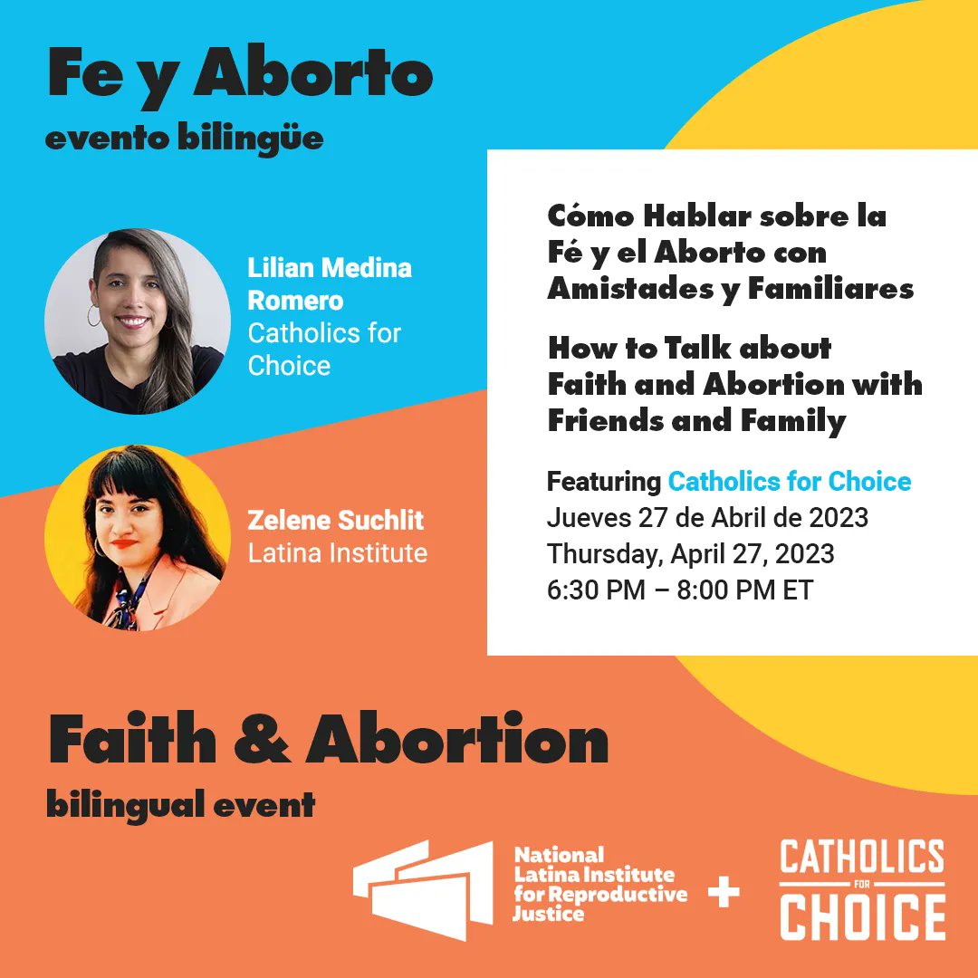 National Latina Institute for Reproductive Justice (@latinainstitute) on Twitter photo Here’s the truth: religious ≠ anti-abortion.
<a href="/LatinaInstitute/">National Latina Institute for Reproductive Justice</a> and <a href="/Catholic4Choice/">Catholics for Choice</a> are gonna talk about that and more at our Faith & Abortion event happening TONIGHT 💗
You’ve still got time to sign up➡️➡️➡️
bit.ly/cafecito427 Here’s the truth: religious ≠ anti-abortion.
<a href="/LatinaInstitute/">National Latina Institute for Reproductive Justice</a> and <a href="/Catholic4Choice/">Catholics for Choice</a> are gonna talk about that and more at our Faith & Abortion event happening TONIGHT 💗
You’ve still got time to sign up➡️➡️➡️
bit.ly/cafecito427