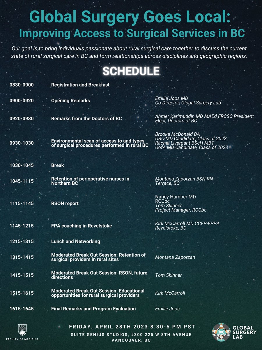 Rosemary Vayalikunnel (@rosemaryv_1) on Twitter photo Join us in-person or virtually tomorrow for the Global Surgery Symposium!
Sign up now: ubc.ca1.qualtrics.com/jfe/form/SV_73…
<a href="/RCC_bc/">Rural Coordination Centre of BC (RCCbc)</a> <a href="/DoctorsOfBC/">Doctors of BC</a> <a href="/EmilieJoos/">emilie joos</a> <a href="/scarzad/">Shahrzad Joharifard MD MPH</a>
#ruralsurgery Join us in-person or virtually tomorrow for the Global Surgery Symposium!
Sign up now: ubc.ca1.qualtrics.com/jfe/form/SV_73…
<a href="/RCC_bc/">Rural Coordination Centre of BC (RCCbc)</a> <a href="/DoctorsOfBC/">Doctors of BC</a> <a href="/EmilieJoos/">emilie joos</a> <a href="/scarzad/">Shahrzad Joharifard MD MPH</a>
#ruralsurgery