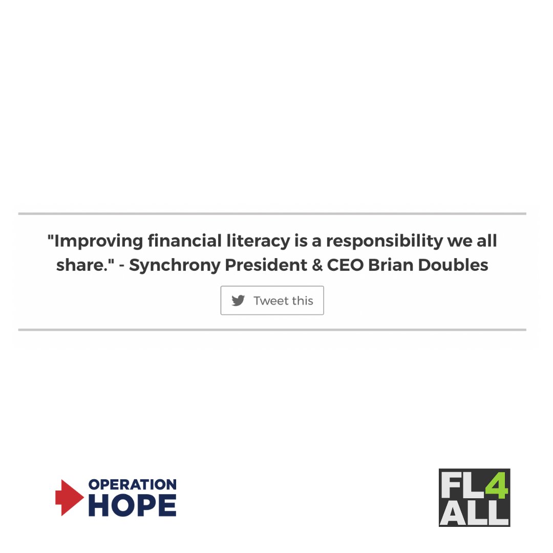 OperationHOPE's tweet photo. Our initiative (@FL4_all) is honored and thrilled to welcome @synchrony as our initiative's newest #FL4ALL member. Making financial literacy a part of everyone's life throughout their financial journey is our shared mission. #repost
Learn more:
https://t.co/knbdDtyhf7 https://t.co/iyFU5hvQ9i