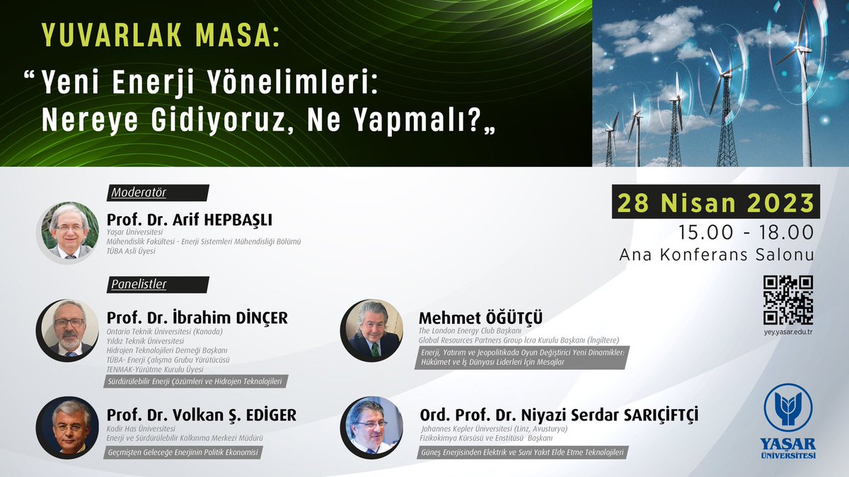 khascesd's tweet photo. Yaşar Üniversitesi’nin düzenlediği Prof. Dr. Volkan Ediger’in katılım sağlayacağı “Yeni Enerji Yönelimleri: Nereye Gidiyoruz, Ne Yapmalı?” paneli 28 Nisan Cuma, 15.00-18.00 arasında gerçekleşecektir. 
Detaylı bilgi için: 
https://t.co/L61SxcSO5k
@volkanediger @YasarUniv https://t.co/yrhCZHqrLW