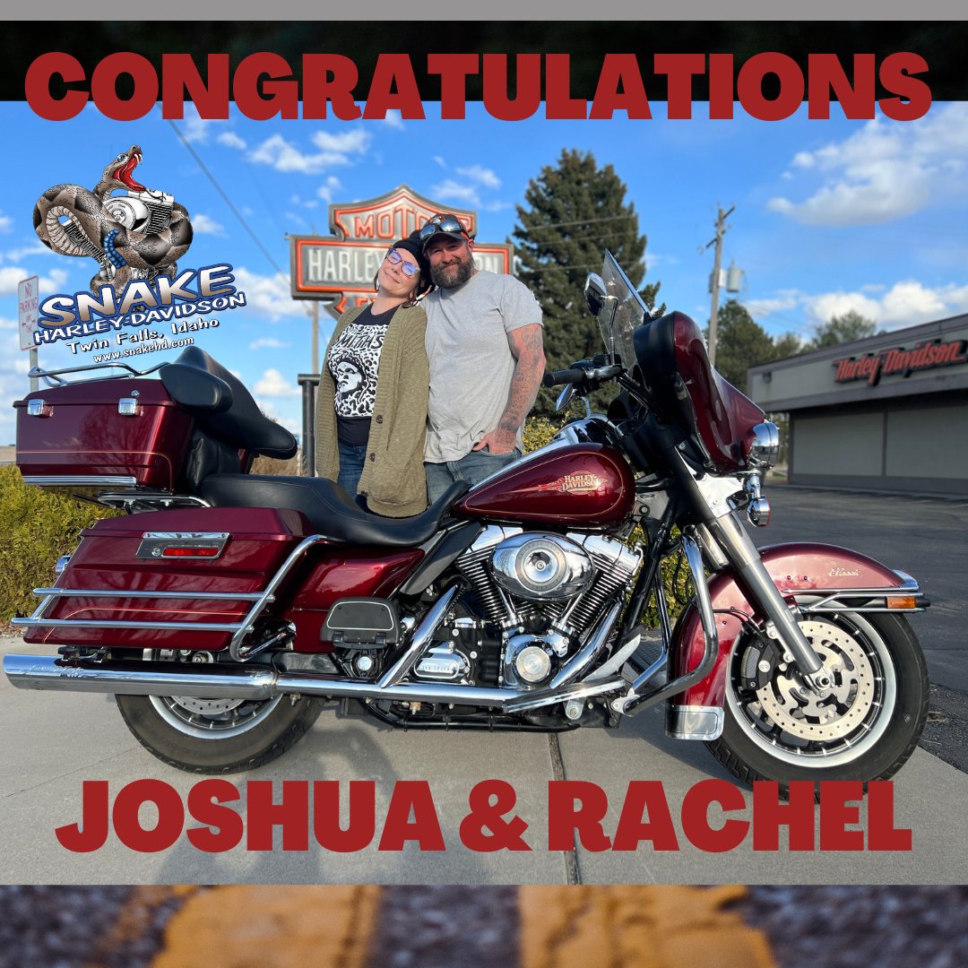 SnakeH_D's tweet photo. Congratulations Joshua &amp; Rachel!

 #snakehd #snakeharleydavidson #harleydavidson #twinfallsidaho #shophd #shopsnakehd #newowner #thankyou #snakehdfamily #Congratulations #welcometothefamily https://t.co/umBvqS3y8M