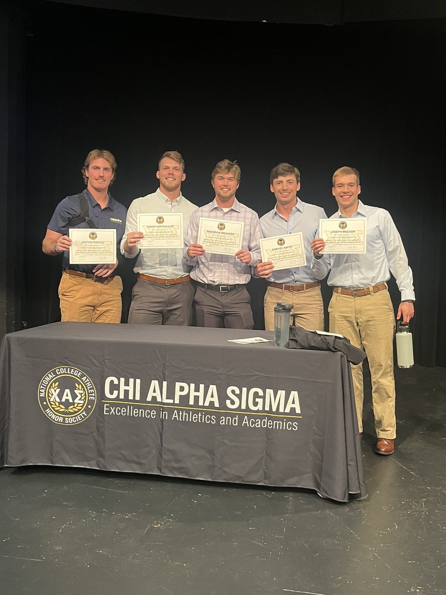 Newest members of the Chi Alpha Sigma Honor Society for excellence on the field and in the classroom for these Bears! Proud of how these young men represent our Program as well rounded Student-Athletes #AcademicWeapons