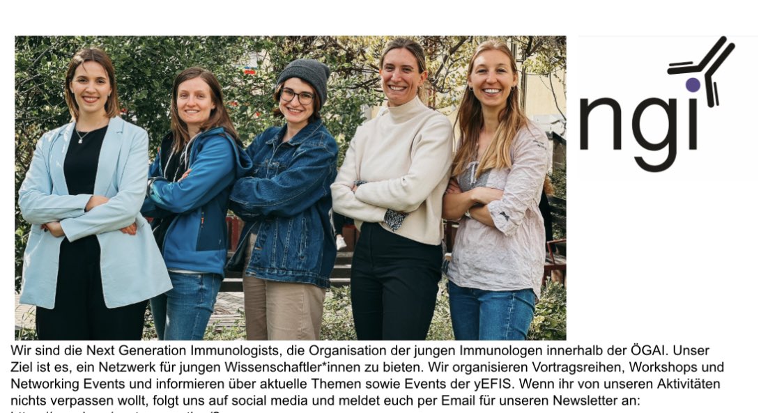 NImmunologists's tweet photo. #dayofimmunology is coming up! 🎉 

Take the chance to check out the NGI website https://t.co/ULxQmgRLfB and become member of the Austrian Society for Immunology and Allergology ÖGAI to benefit from publication prizes and travel grants!

See you soon, your NGI board ☀️ https://t.co/O6AMPZTlda