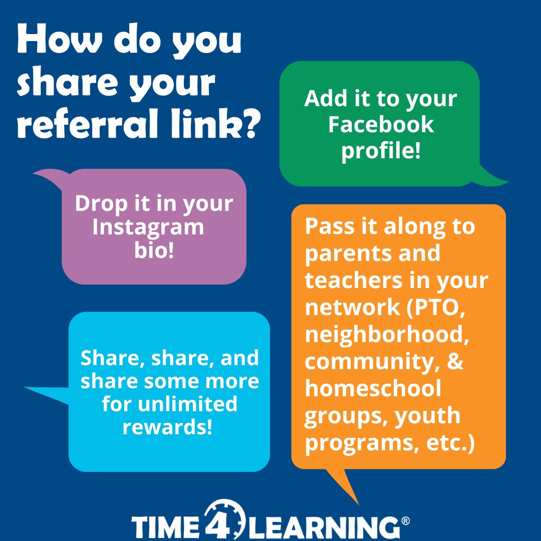 Time4Learning's tweet image. Members -- remember to share your unique referral link and coupon code found in your parent account! Rewards for you and a discount for your friend! Earnings are UNLIMITED! How will you share? #Time4Learning #Homeschooling #Afterschool #SummerLearning
