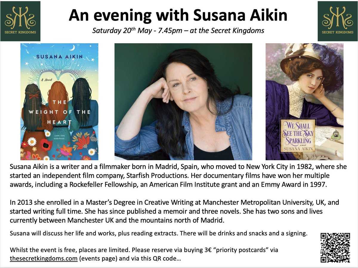 IF YOU'RE IN MADRID I WOULD LOVE TO HAVE YOU COME TO MY READING--
At Madrid's exclusive English bookstore, Secret Kingdoms, ON  Saturday, May 20th at 7:45 pm--  hearty discussion with bookseller David Price and literary friends
 #bookreading #openmic #madridWriters