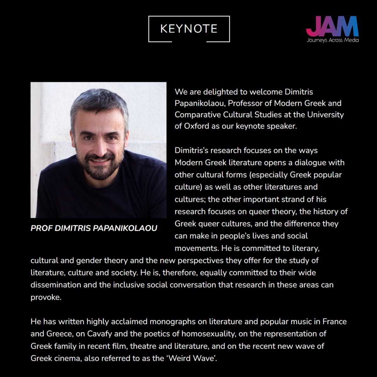 ConferenceJam's tweet photo. #JAM2023 Call for papers now open:  https://t.co/JvCpKCidCH
Know more about the Keynote speaker: https://t.co/BlhucgCEEq https://t.co/Q4ypBIFNHs