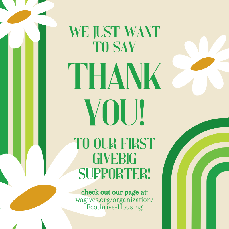 Thank you to our first GiveBIG donor for your generous support! Your contribution brings us one step closer to realizing our vision of affordable housing for all. 

Make a donation on our organization page: wagives.org/organization/E…

#GiveBIG
#ThatGivingFeeling
#HousingForAll