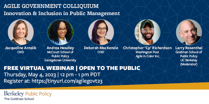Goldman School of Public Policy (@goldmanschool) on Twitter photo Improving public service requires creativity, vision & nimble adaptation to changing social conditions. Join us Thurs. for the next installment of our free webinar series on #AgileGovernment.
Register at tinyurl.com/agilegovt23
#PublicSector
Featuring <a href="/HelloFromLarry/">Larry Rosenthal</a> <a href="/AM_Headley/">Andrea M. Headley, PhD</a> Improving public service requires creativity, vision & nimble adaptation to changing social conditions. Join us Thurs. for the next installment of our free webinar series on #AgileGovernment.
Register at tinyurl.com/agilegovt23
#PublicSector
Featuring <a href="/HelloFromLarry/">Larry Rosenthal</a> <a href="/AM_Headley/">Andrea M. Headley, PhD</a>