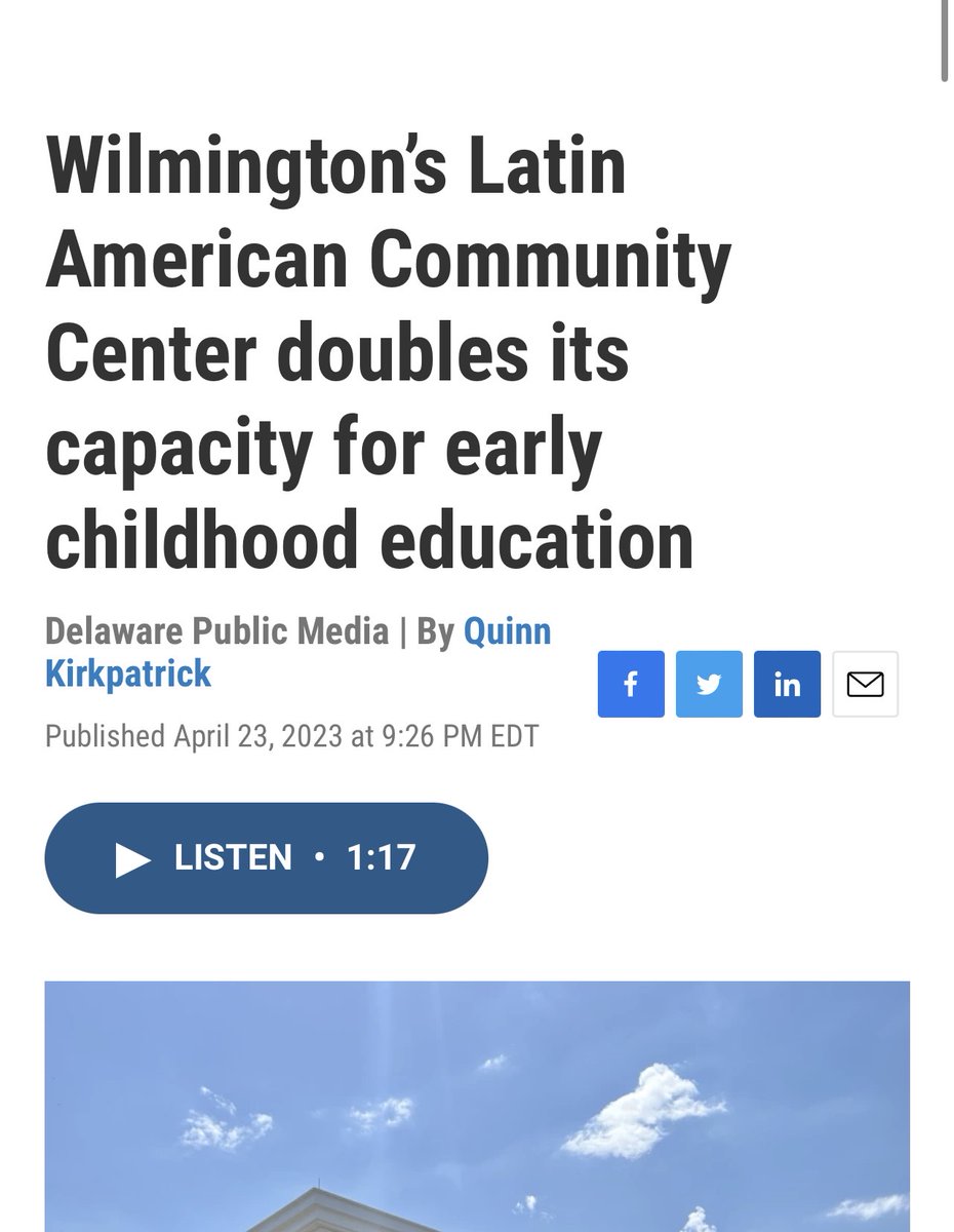 Check this out! Wilmington’s Latin American Community Center doubled its capacity for early childhood education! They can now serve 211 children!

Want to read the rest of the <a href="/DelawarePublic/">Delaware Public Media</a>  article? Click the link below.
delawarepublic.org/education/2023…

#ItsTimeWilmDE #WilmToday