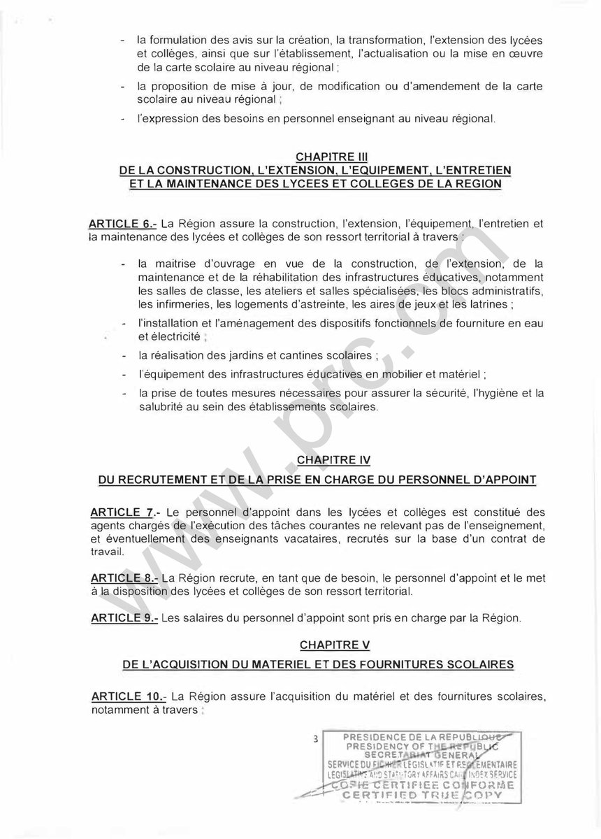 PR_Paul_BIYA's tweet photo. Décret fixant les modalités d'exercice de certaines compétences transférées par l'Etat aux Régions en matière d'enseignement secondaire.
#PaulBiya
#Cameroun 
(1/2) https://t.co/XvmDriFfer
