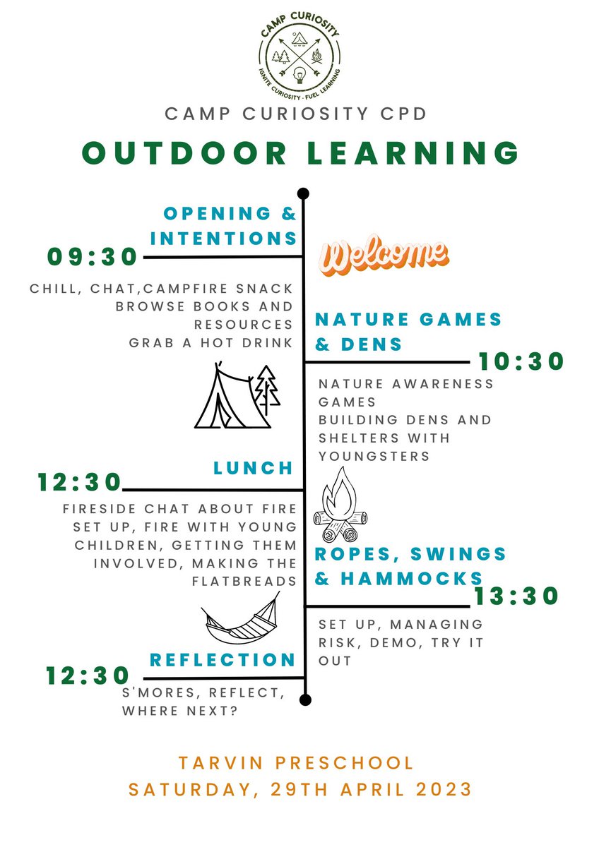 EdadventuresM's tweet image. What a wonderful itinerary the staff @TarvinPre have chosen for a day of CPD this weekend 💚 looking forward to this. #outdoorlearning #outdooredchat if I actually keep to times it will be a miracle!