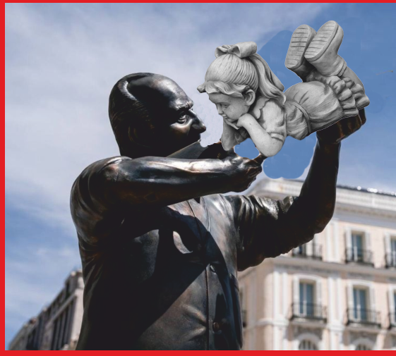 Un artista chileno  colocó espontáneamente en el centro de Madrid esta imagen del emérito con una de sus hijas secretas.
 #Escultura  #JuanCarlosEmerito #Pichabrava  #Defraudador  #Hija #Secreta   #PuertadelSol  #Madrid #typicalspanish #king