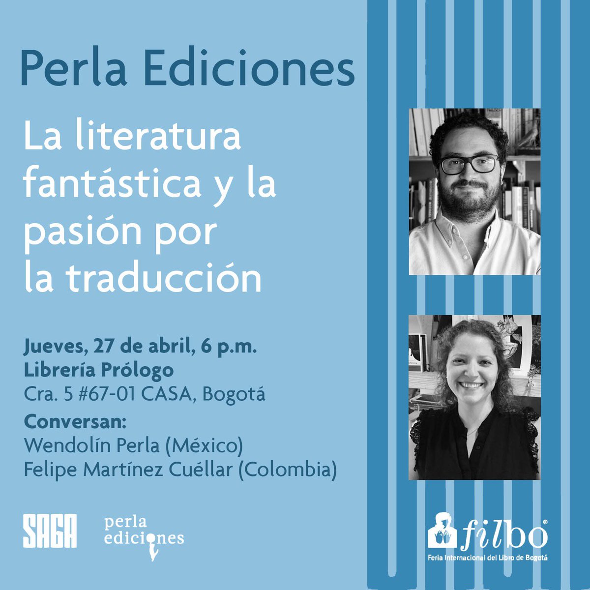 ¡Bogotááá! 🇨🇴🇨🇴 Nos vemos HOY a las 6p.m. en <a href="/PrologoLibros/">Prólogo Libros</a> para conversar con nuestro adorado Felipe Martínez Cuéllar sobre el oficio de editar literatura fantástica y nuestra pasión por la traducción de altísimos vuelos 🦄🧝🧙🏼‍♀️✨