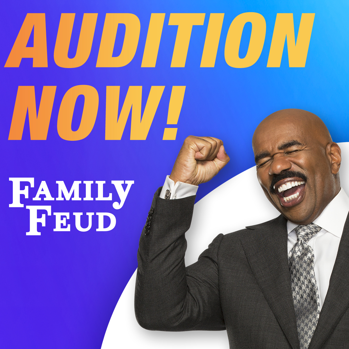 Want to be on #FamilyFeud with #SteveHarvey?! You could win up to $100,000 and a brand new car! Visit FamilyFeud.com/Audition to apply! Auditions are happening on Zoom.