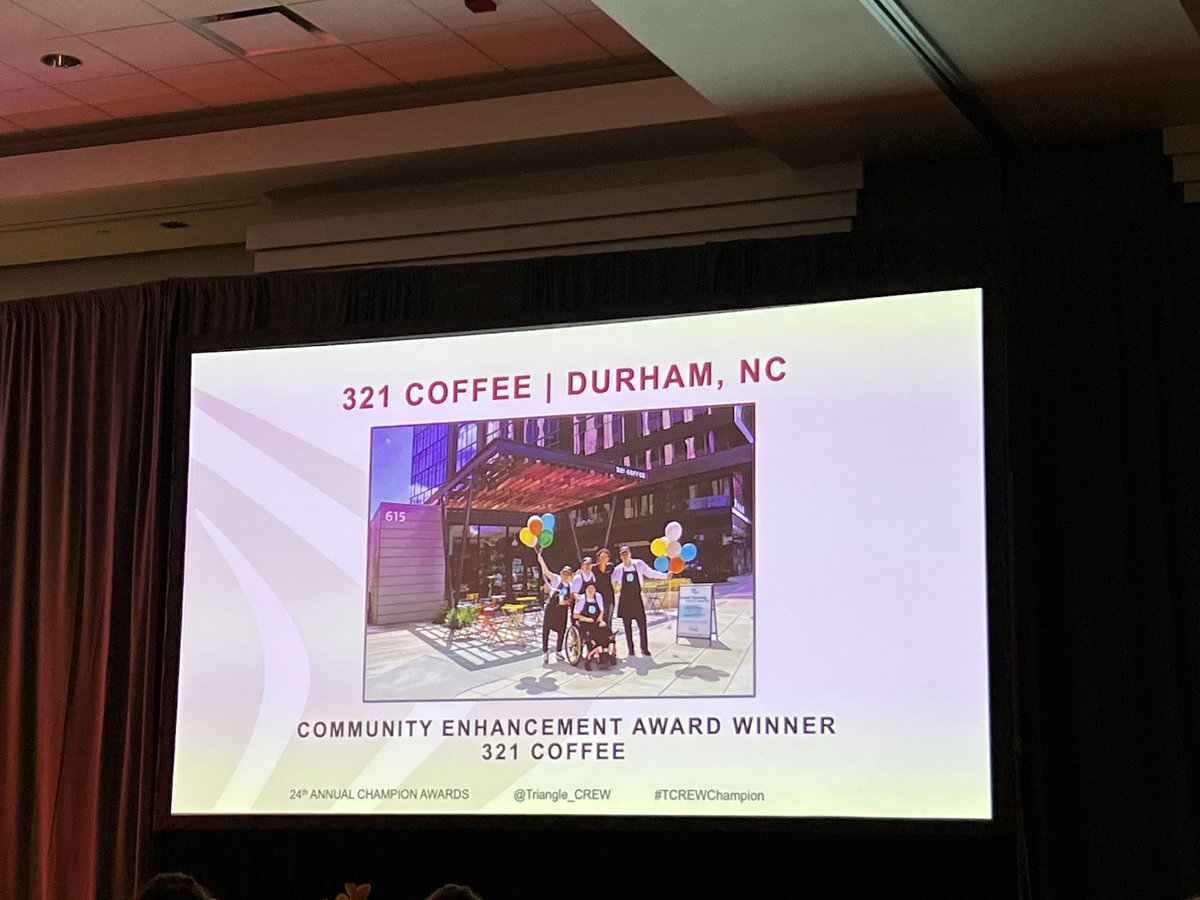 Congratulations, @drink321coffee, winner of the Community Impact Award! @Triangle_CREW #tcrewchampion