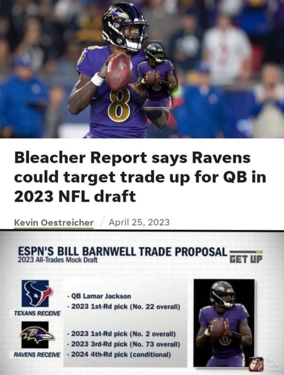 AyooTexanNation's tweet photo. Lamar Jackson to Houston ? 

How would yall feel about this ?
#Texans https://t.co/jghEYmuDmm