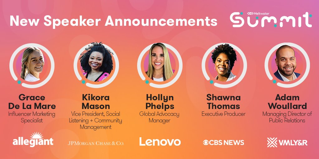 Meltwater's tweet photo. 🚨Exciting news! We’re thrilled to announce that #AllegiantAir, #J.P.MorganChase, #Lenovo, #CBSNews, and #VMLY&R have joined the Meltwater Summit speaker lineup. 🙌
Secure early bird pricing! Ticket prices increase on May 12: https://t.co/07C8qvA7pg https://t.co/8HTPwHARbC